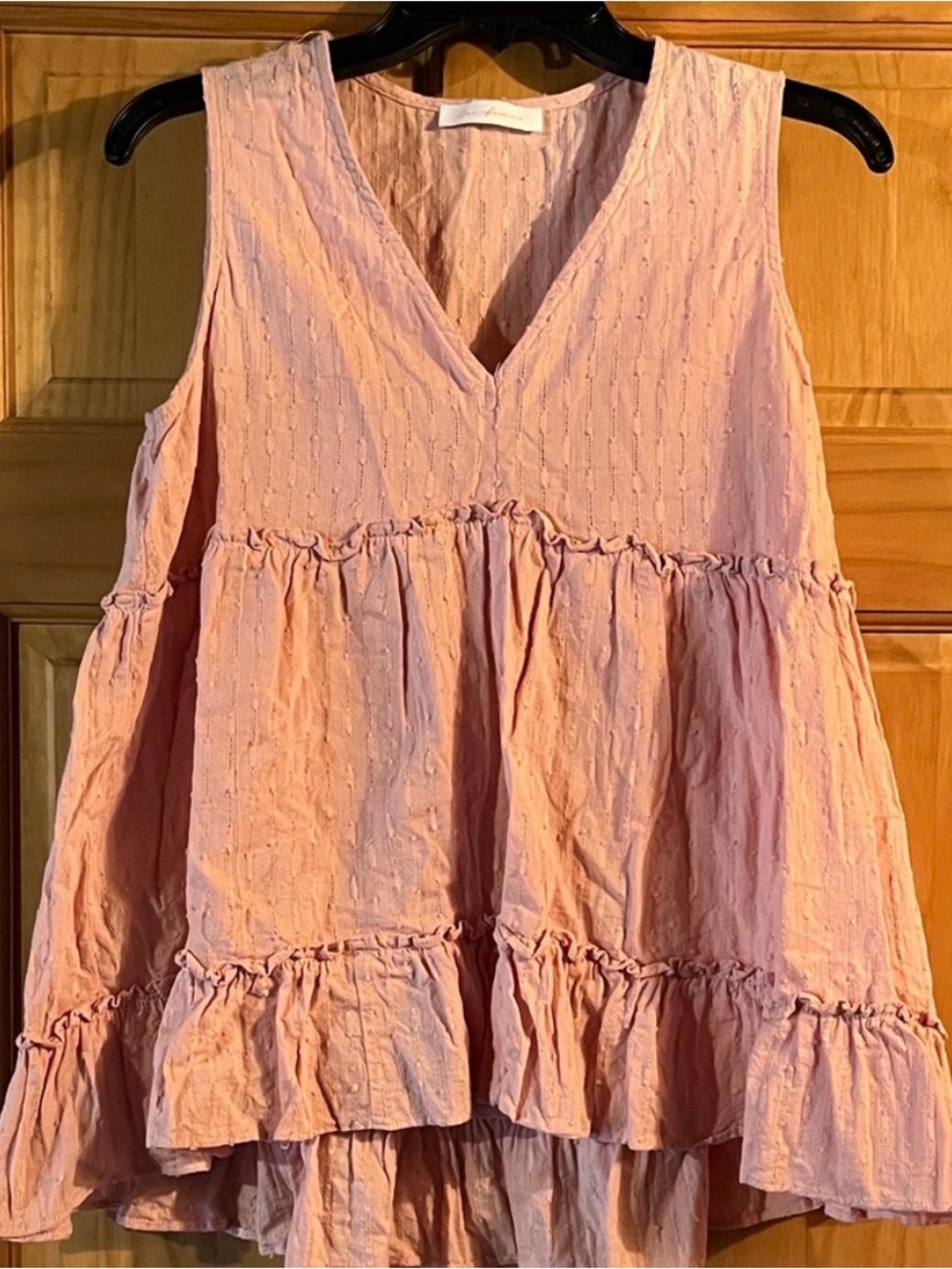Ces Femme Blush Pink Tiered V-Neck Sleeveless Tank